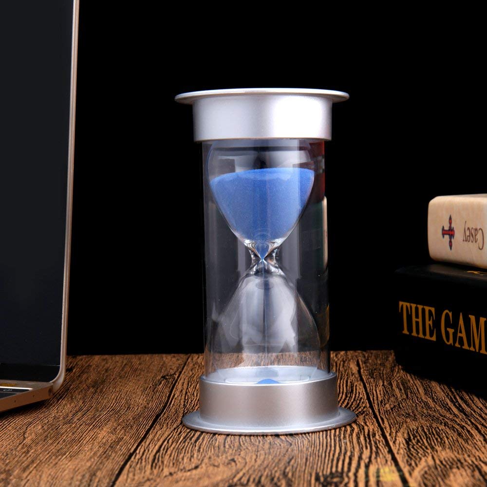 45 Minutes Hourglass,Modern Sand Timer with Blue Sand for Mantel Office Desk Coffee Table Book Shelf Curio Cabinet or End Tabl