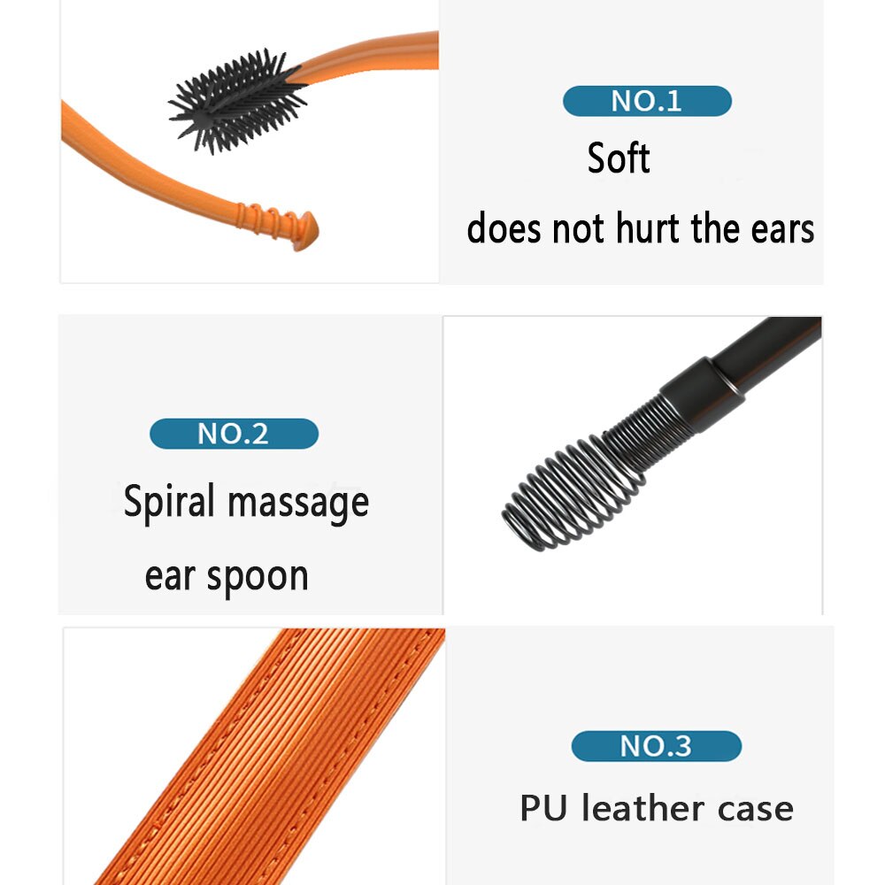 Silicone Ear Care Kit Earpick set Canal Cleaner Earwax Ears Cleaning Stick Tools Massage Removal Wax Earwax Ear Cleaner Spoon