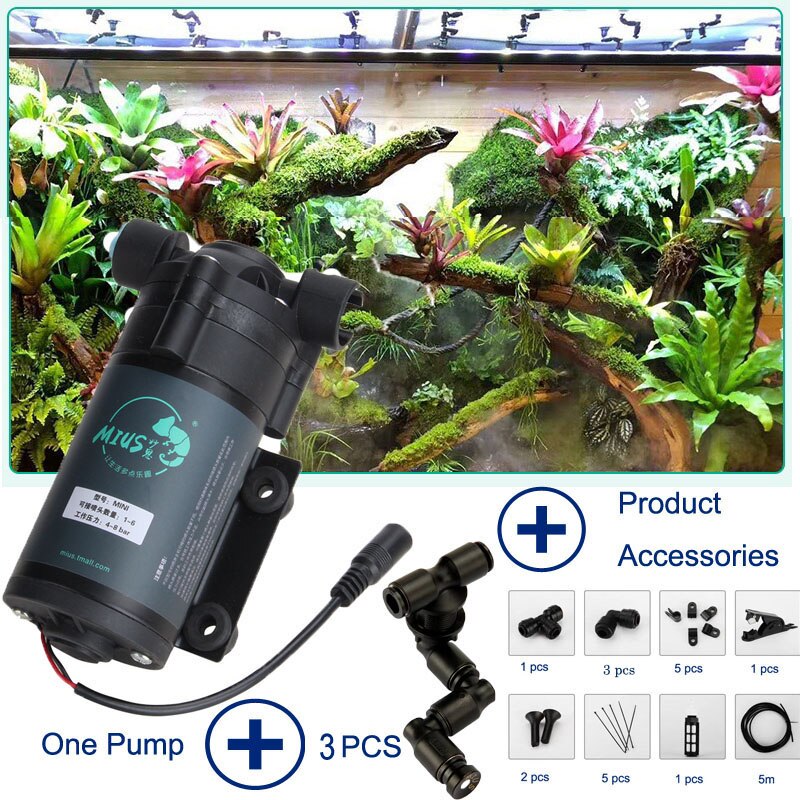 Pompa ad acqua Super silenziosa rettili Fogger nebulizzatore Sprinkler serbatoio della foresta pluviale umidificazione per animali domestici raffreddamento per sistema di nebulizzazione terrario: 3 pcs single nozzle