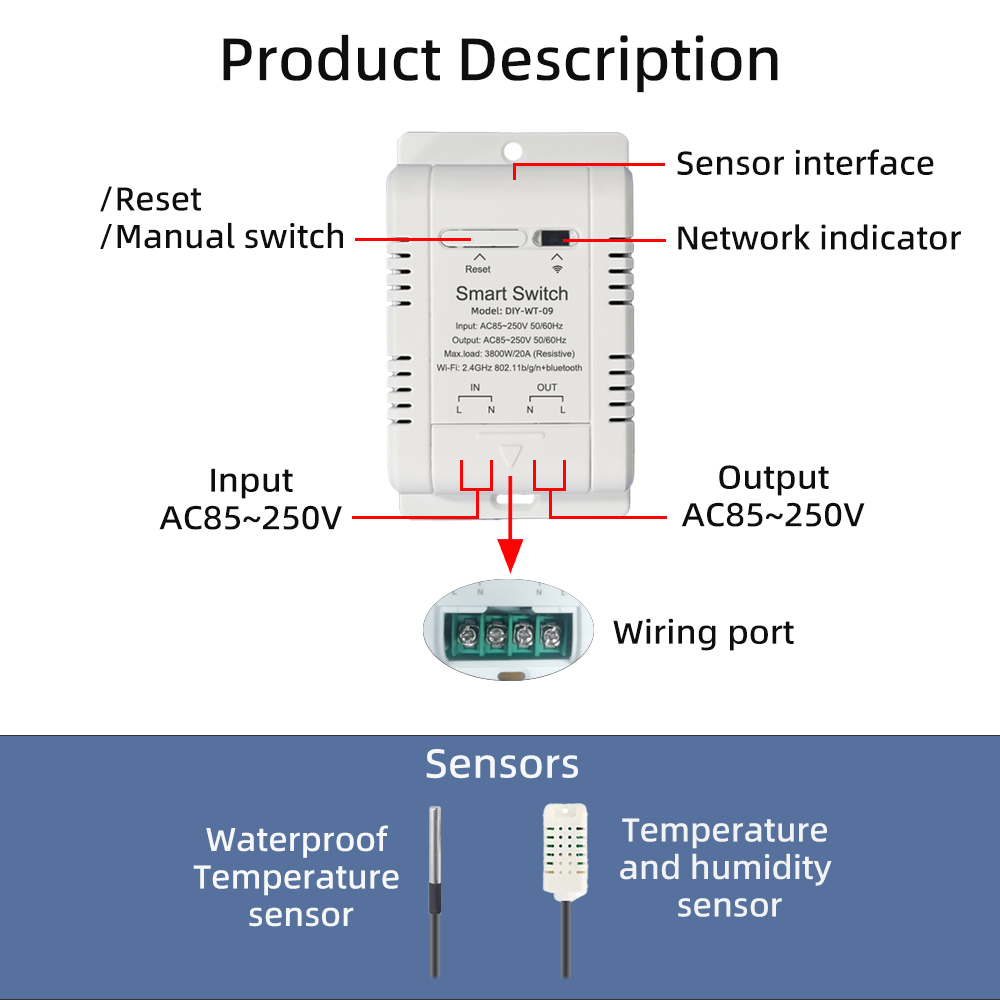 Ewelink wifi temperatur- og fugtighedssensor sikkerhed hjemmeautomation indendørs overvågning termometer fungerer med alexa google