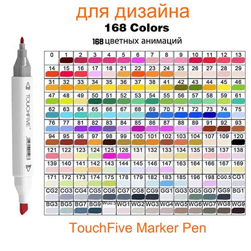 Marker Pen TouchFive 48/60/80/168 Colors Dual Tip Art Supplies Alcohol Marker for Drawing Sketching Adult and Kids For Animation