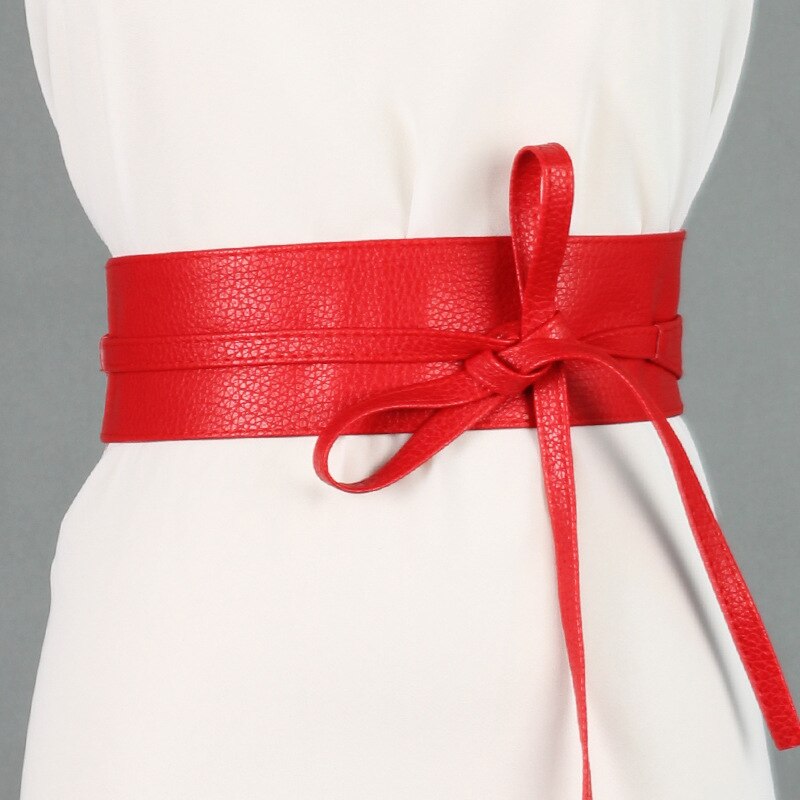 Bowknot casual bælte sort bredt korset bælte kvindelig slips bælte dame brudekjole bælte damer