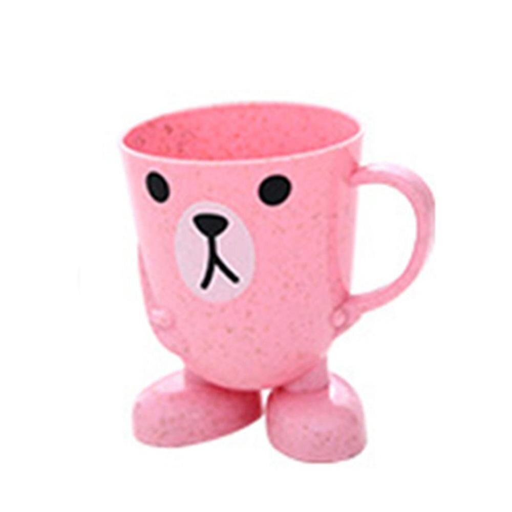 Cute Children Cartoon Animal Plastic Brush Teeth Child Toothpaste Toothbrush Holders Couple Brushing Mug Mouth Cup: pink