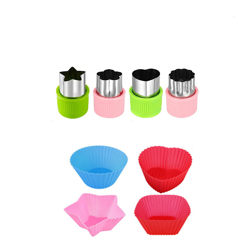 Cute Mini Food Picks Children Animal Toddler Cartoon Snack Cake Dessert Food Fruit Forks With Cutter Silicone Lunch Box Dividers: MAROON