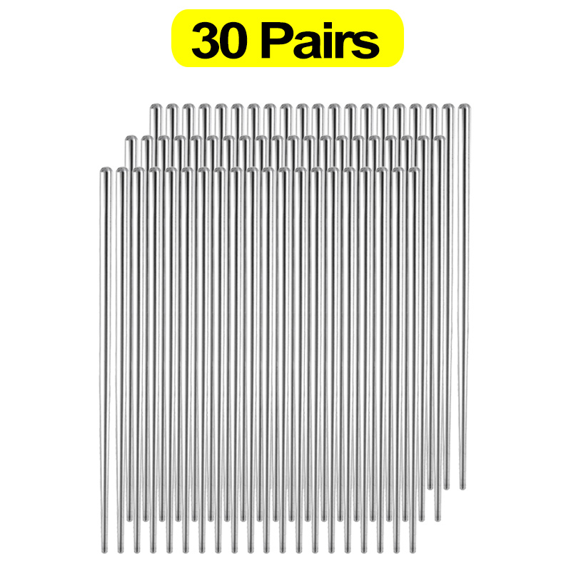 30/1 par de palillos chinos de acero inoxidable, palillos de Sushi antideslizantes, palillos de Metal de comida japonesa coreana, vajilla de cocina reutilizable: YELLOW