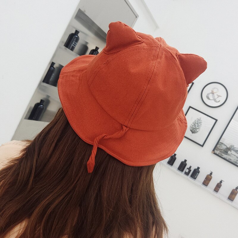 Cute Cat Women Bucket Hat Panama Lady Flat Hat Cap Top Sun Hat Summer Hip Hop Cap Bob Fisherman Chapeau Femme Travel Cap