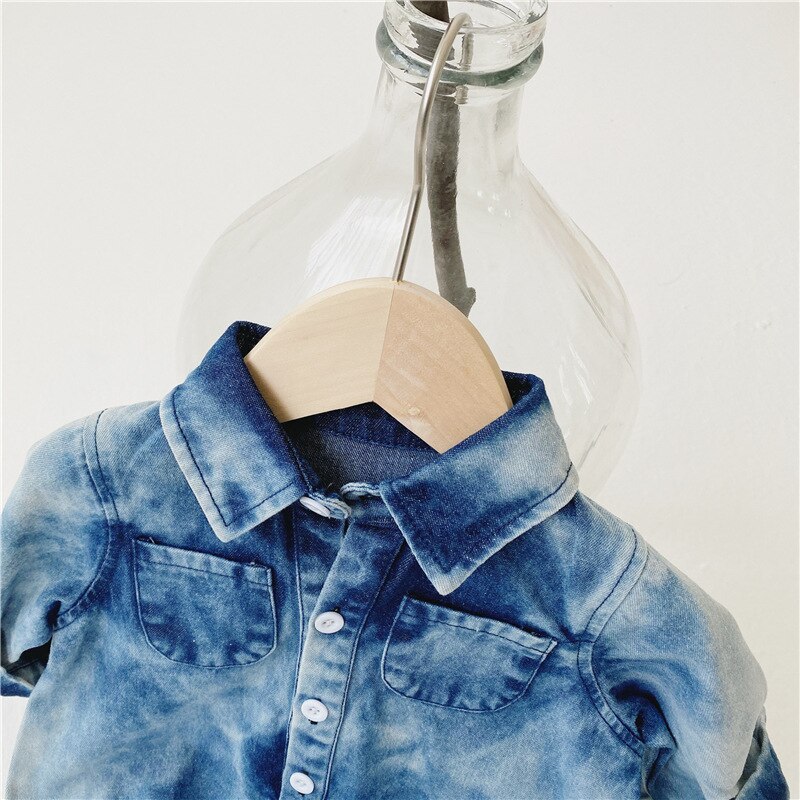 printemps 0-24m enfant en bas âge enfants fille bébé garçon Denim vêtements à manches longues body solide combinaison tenue bébé vêtements