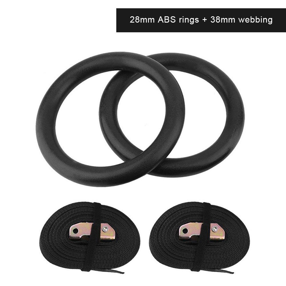 ABS Gymnastic Crossfit Gym Fitness Rings with Straps Buckles Strength Training Pull ring set Up Dips-Top home gymnastic ring: Strap  38mm