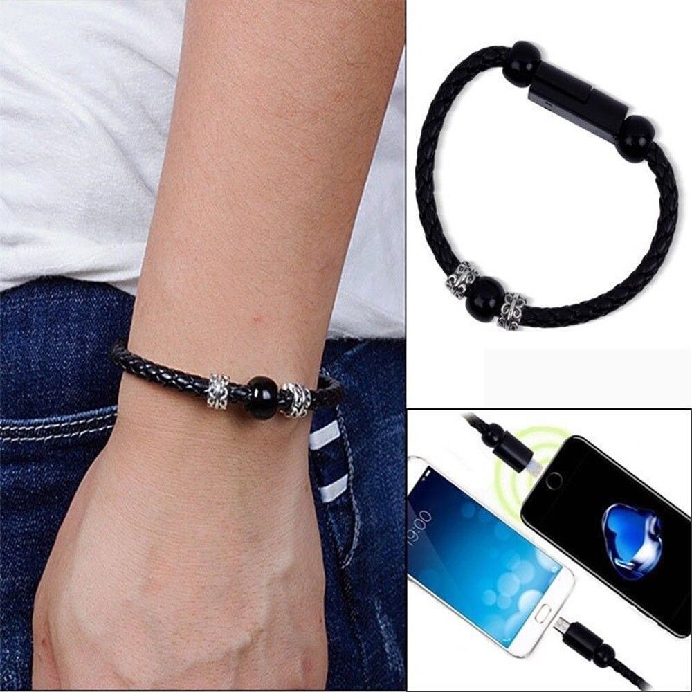 USB Data Cable Bracelet Charger Data Sync Cable Bracelet Wrist Strap for Android/Type-C/iPhone 12 for Samsung S6 S7 for Xiaomi