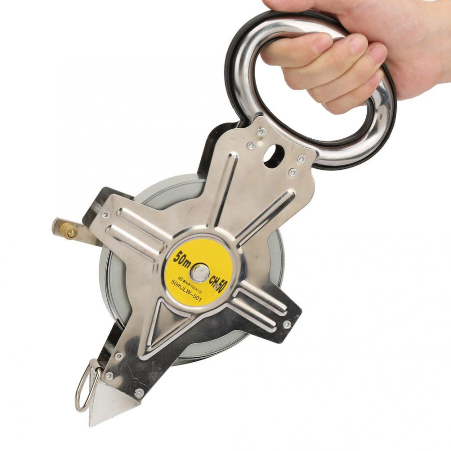 50M Stainless Steel Tape Measure Retractable Metric Ruler Construction Surveying Tool