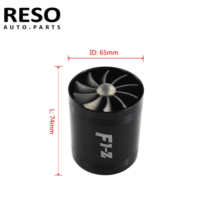 RESO-Car Turbine Supercharger kit F1-Z Double Turbine Turbo Charger Air Intake Gas Fuel Saver Fan for Air Intake Hose 65-74mm