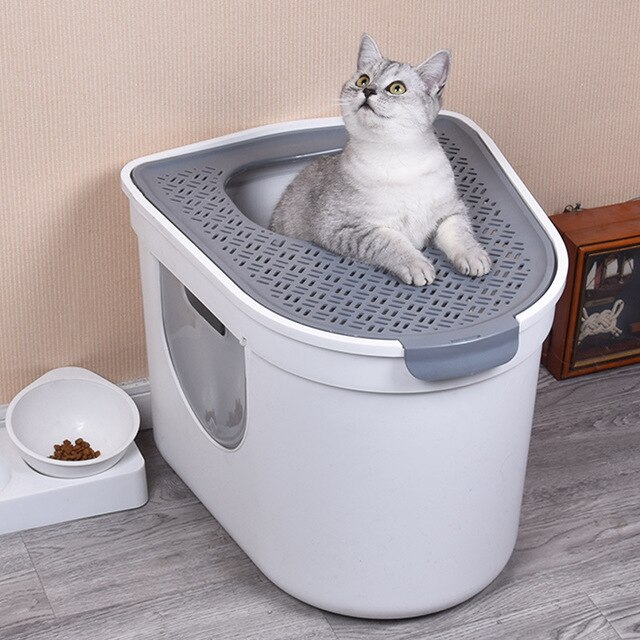 Pet Cat Litter Box Oversized Fully Enclosed Cat Toilet Deodorization Cat Potty Pet Household Cats Tray Fold Top Cover Easy Clean