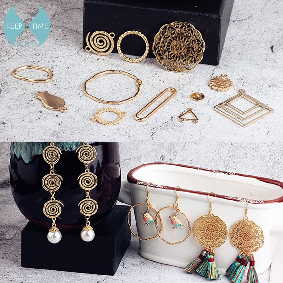 Diy ear jewelry accessories alloy simple geometric flower circle earrings earrings bracelet pendant pendant material