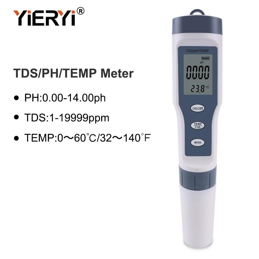 Yieryi tds ph meter ph/tds/ec/temperaturmåler digital vandmonitor tester til pools, drikkevand, akvarier: Tph 01138