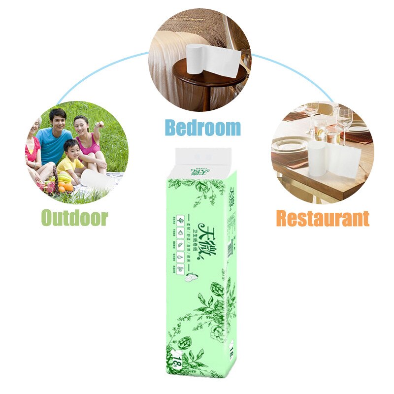 18 Roll/Pack Toilet Tissue Paper 4 Layers Home Bath Paper Bathroom Rolling Paper White Native Wood Pulp Toilet Roll Tissues