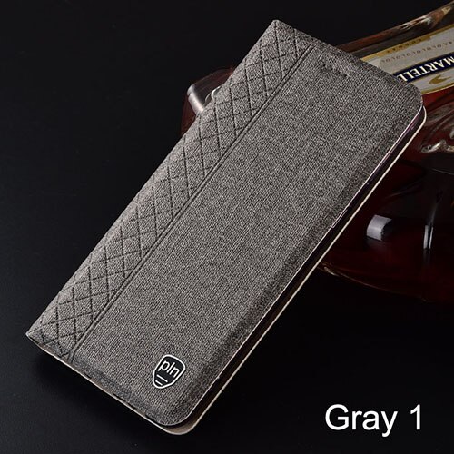 Case for Meizu M8 Plaid style Canvas pattern Leather Flip Cover for Meizu M8 Lite cases Coque: for Meizu M8 / gray 1