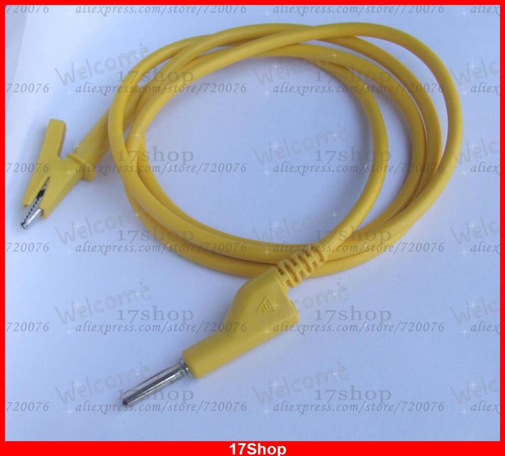 1 stks Koper 4mm banana plug Alligator clip siliconen Voltage probe Kabels: Geel