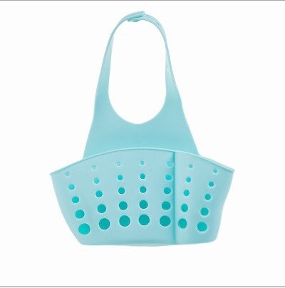 Cesta de almacenamiento colgante para fregadero, bolsa escurridora, estante para grifo, esponja, soporte para cepillo para jabón, utensilios para el baño ajustables, 1 ud.: blue