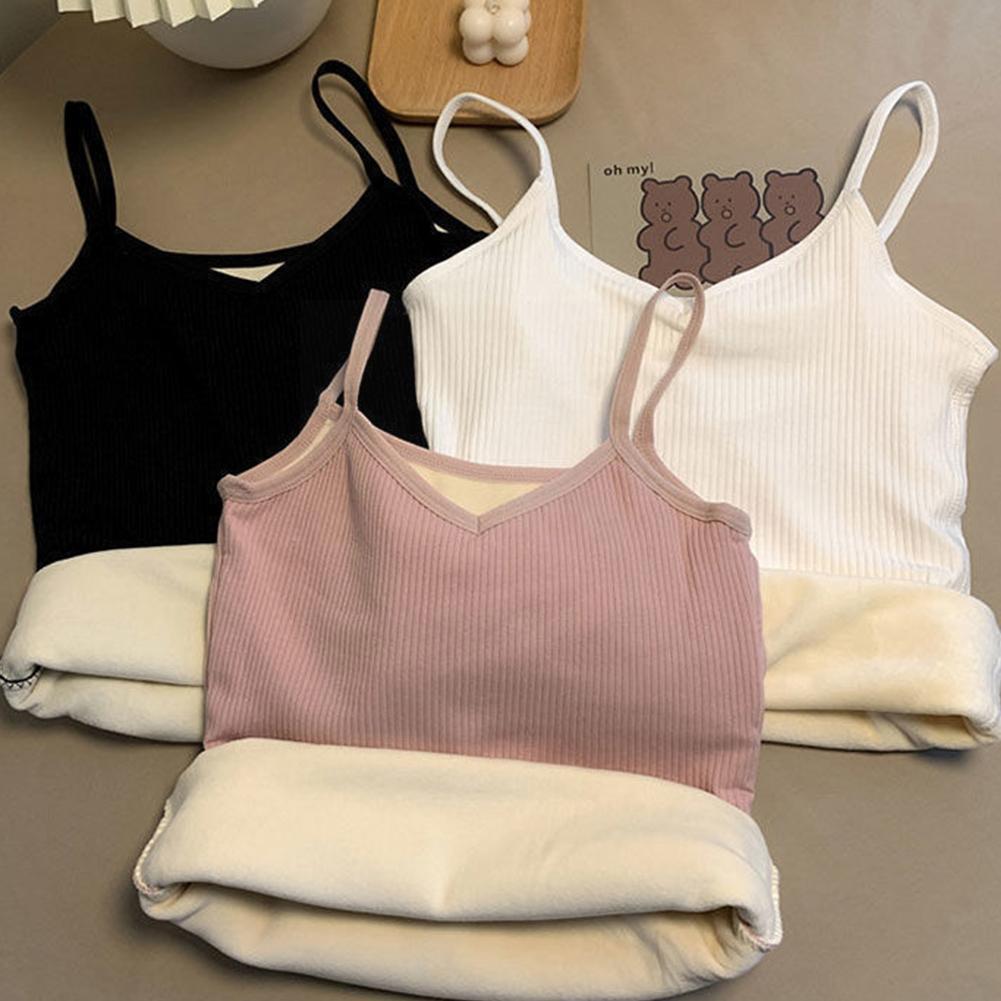 Chaleco de terciopelo sin mangas para mujer, ropa interior gruesa, cálida, combina con todo, camiseta cálida, E9n1