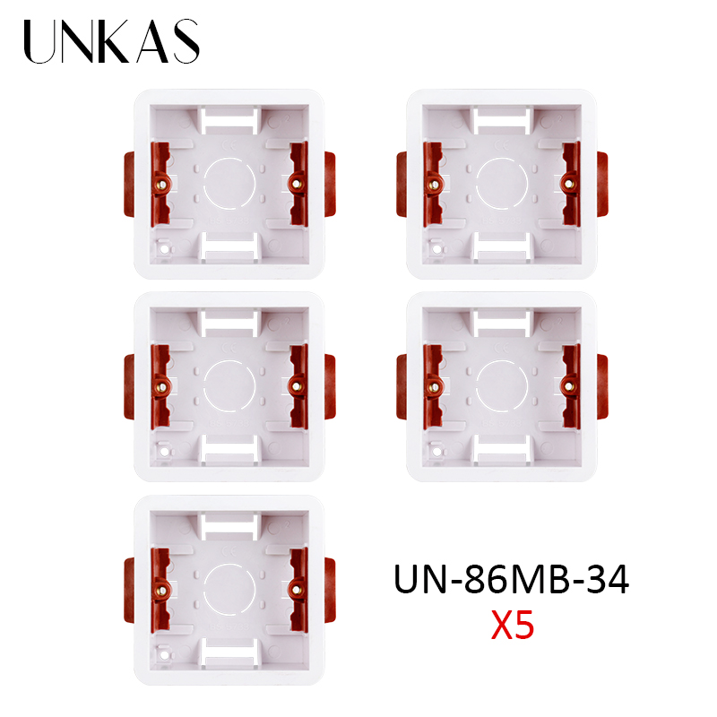 UNKAS Dry Lining Box For Gypsum Board / Drywall / Plasterboad 34mm Depth Wall Switch Socket 86mm / 146mm / 172mm Cassette: 5 Unit 86MB-34