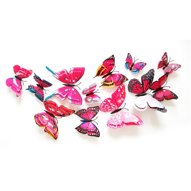 12 Uds pegatinas de mariposa 3D para pared manualidades decoración hogareña pegatinas de pared para sala de estar, dormitorio, cocina, baño, decoración para habitación de niños