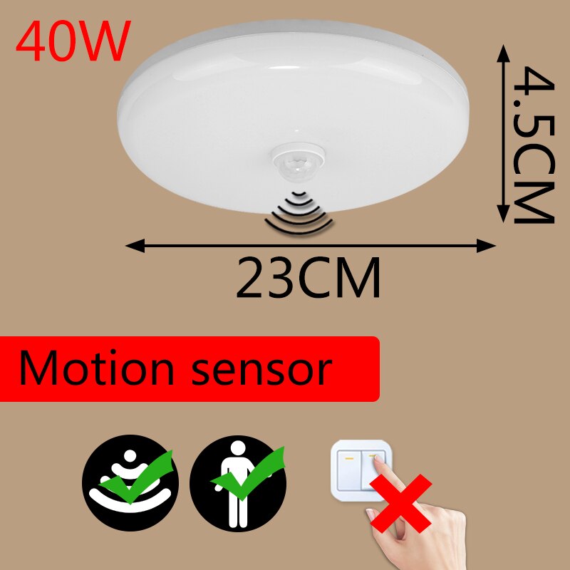 Moderne led plafondlampen met pir-bewegingssensor, 12/18w nachtlampjes voor entree, balkon, gang, led-lampen: 40w bewegingssensoren