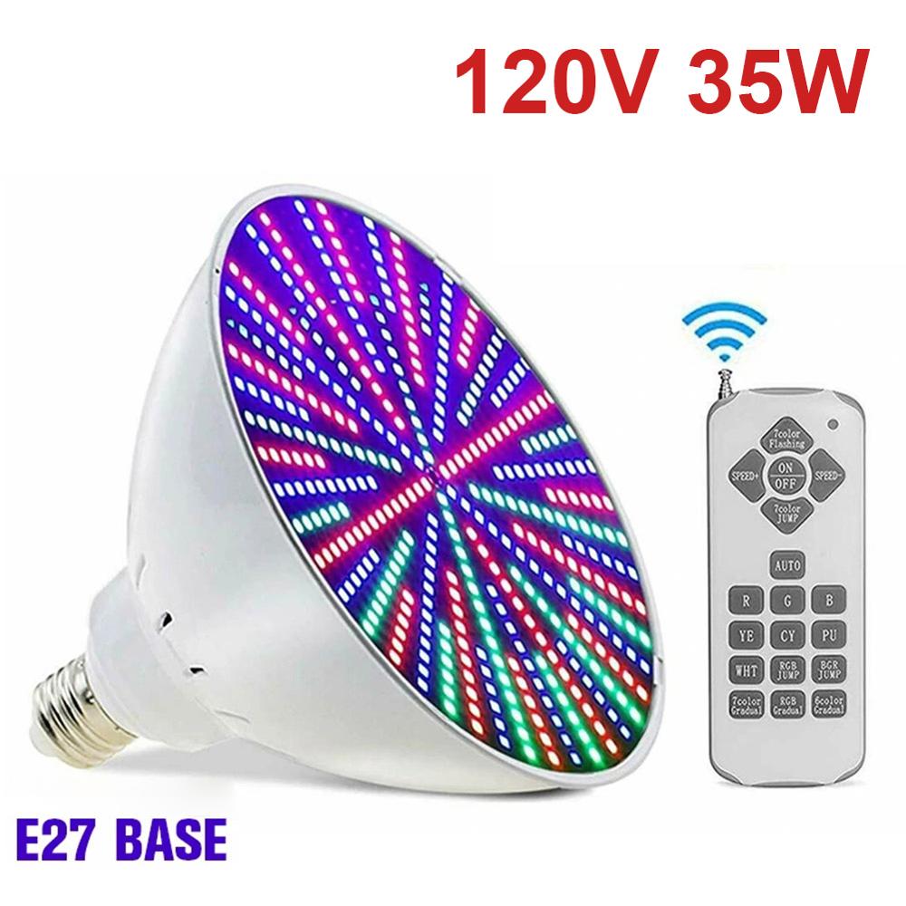 Garden Swimming Pool Light Bulb with Remote Control 1000LM 120V IP68 Waterproof Color Changing Light Bulb Underwater Night Lamp: 35W