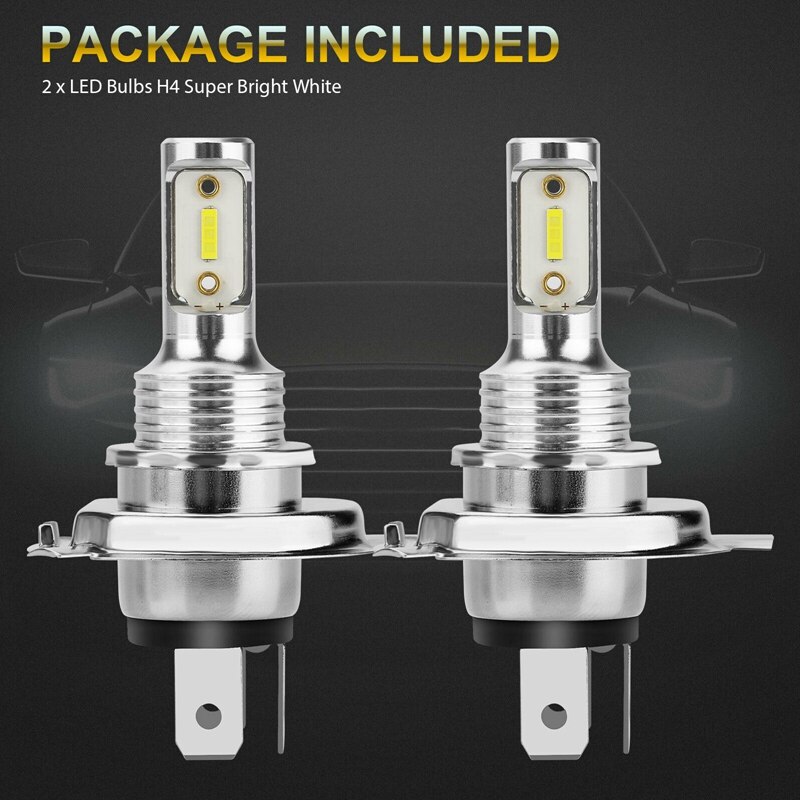 Faros LED CreeLED H4 9003 HB2, 2600W, Bombilla de haz Alto y Bajo, 6000K, xenón blanco, 2 uds.