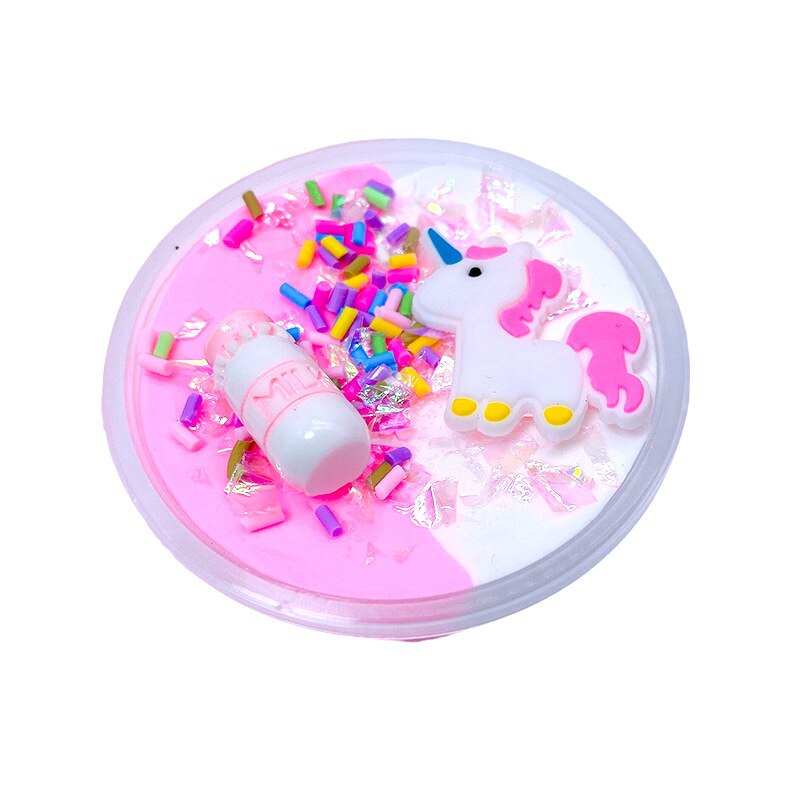 60Ml Eenhoorn Bladerdeeg Slime Plastic Klei Lichte Klei Kleurrijke Modellering Polymeer Klei Zand Pluizige Licht Plasticine Gum Voor Handgemaakte speelgoed: pink white