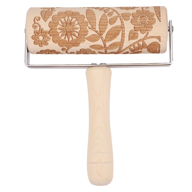 Weihnachten Geprägte Holz rollen Stifte mit 3D Gravierte Weihnachten aufbringen Präge rollen Stift für Geprägte Kekse Waffeln Pas