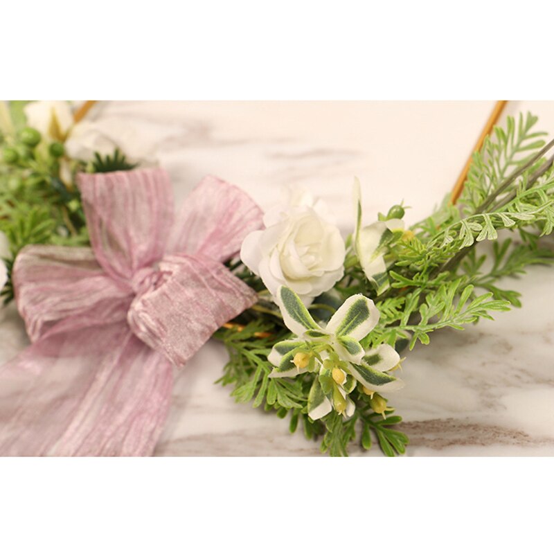 Le plus Polygona Simulation fleur couronne porte tenture murale fleur cerceau couronne anneau en métal guirlande suspendue pour décoration murale de mariage