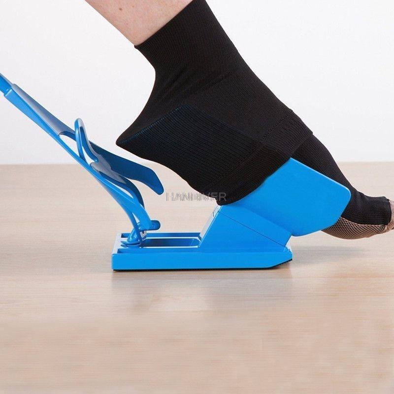 Kit azul auxiliar deslizante de 1 pieza, puede ayudar a quitar calcetines, adecuado para los ancianos, para usar calcetines, artefacto auxiliar Perezoso