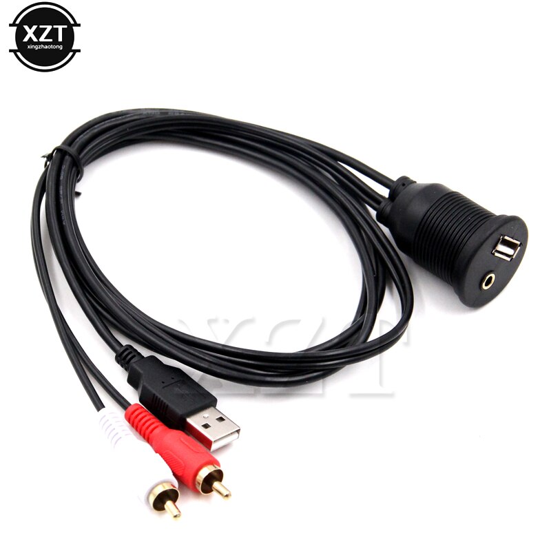 1m bil instrumentbräda infälld usb aux 2 rca uttag förlängningsledning kabel kabel vattentät sladd för bilar motorcykel båt