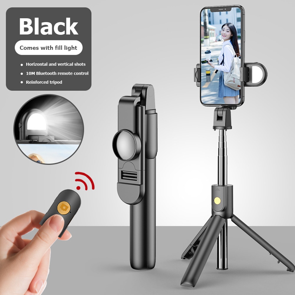 Selfie Stick Tripod for iPhone Samsung - 720mm Extendable - Bluetooth Remote - Lightweight ABS