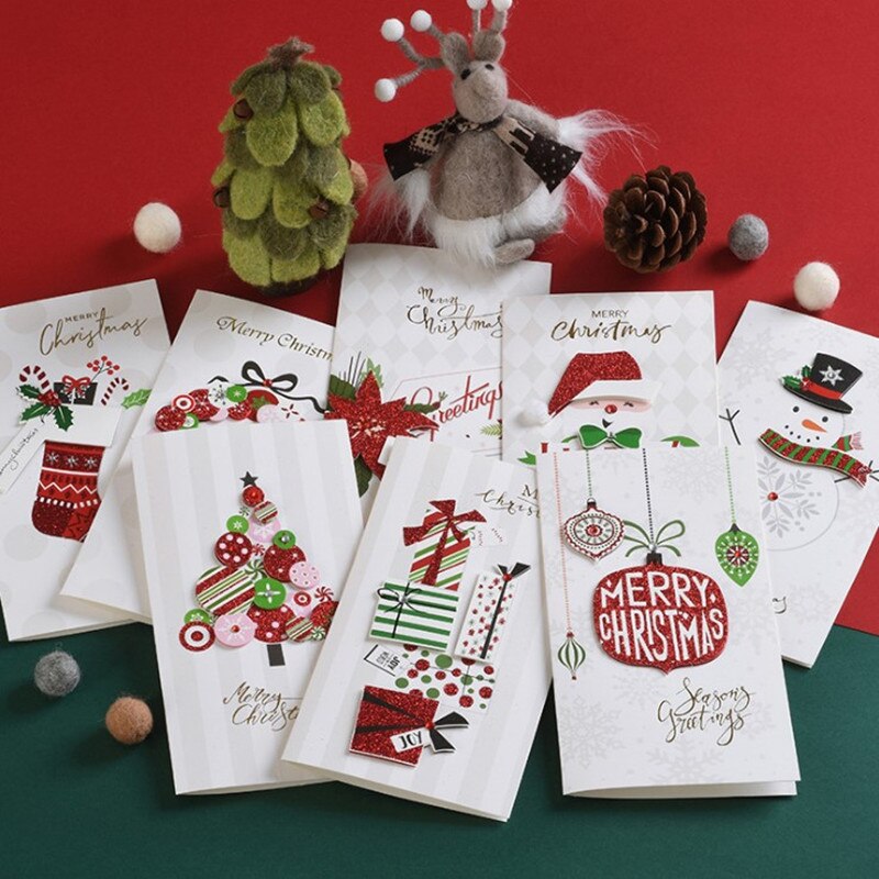 Kerst Kaart 3D Wenskaarten Met Envelop Jaar Supply Kerstboom Kerstman Decoratie Party Card