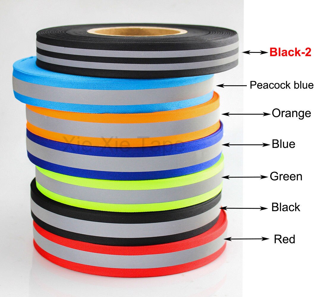 Silver Reflective Webbing Ribbon Fabric Tape For Clothing Sew On 25mm/12mm x 20meters