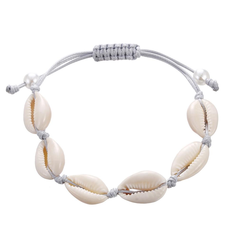 Natural Seashell Hand knit Rope Chain Bracelet Charm Bohemia Jewery Shell Bracelets Women Conch Beaded Strand Bracelets: Antique Bronze Plated