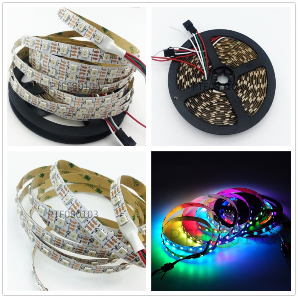 WS2812B 5050 RGB LED Strip 5M 150 300 Leds 144 30LED/M Individual Addressable 5V