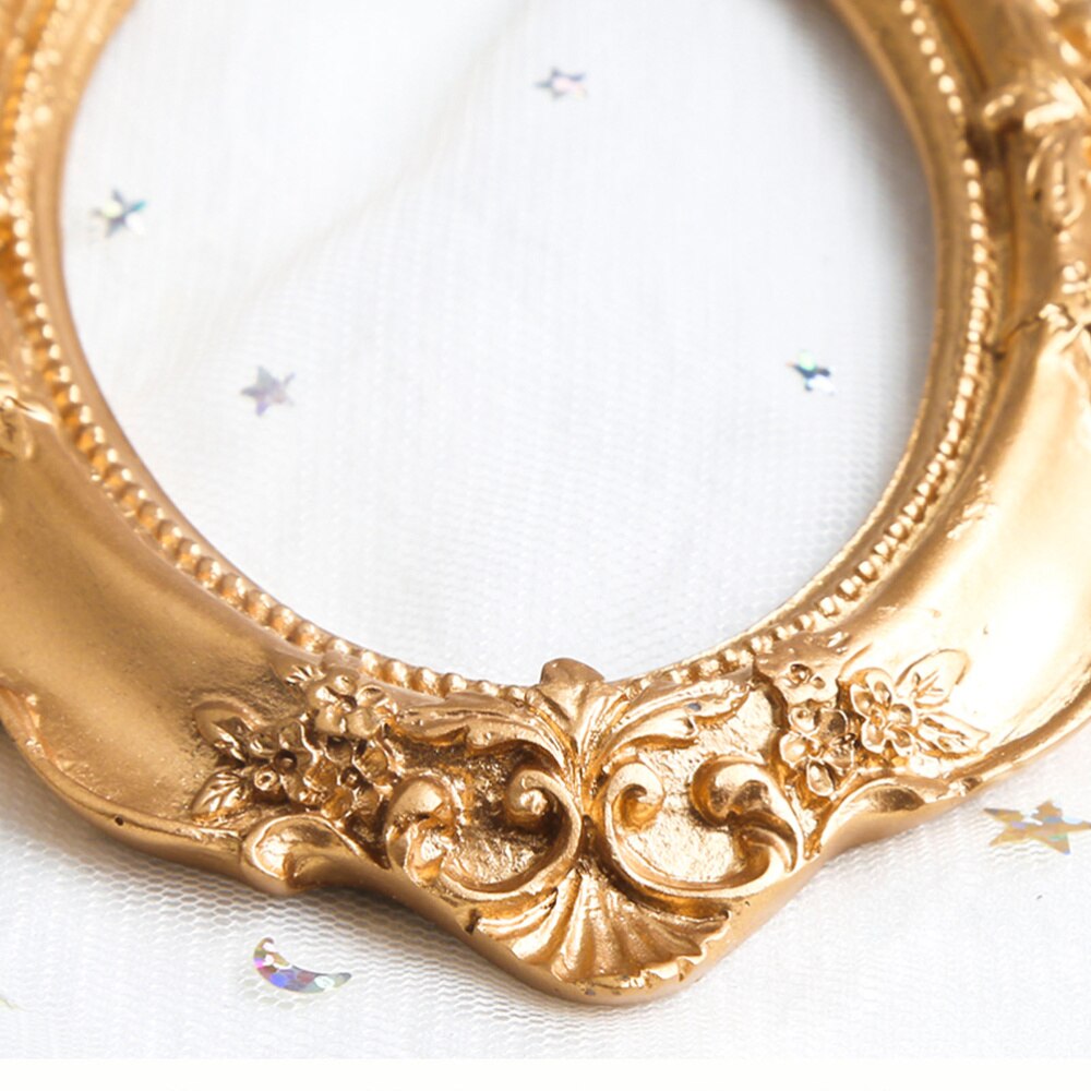 Retro Photo Frame Rectangle Resin Picture Frame Golden Mini Photo Frame Desktop Ornament Jewelry Display Frame For Bedroom