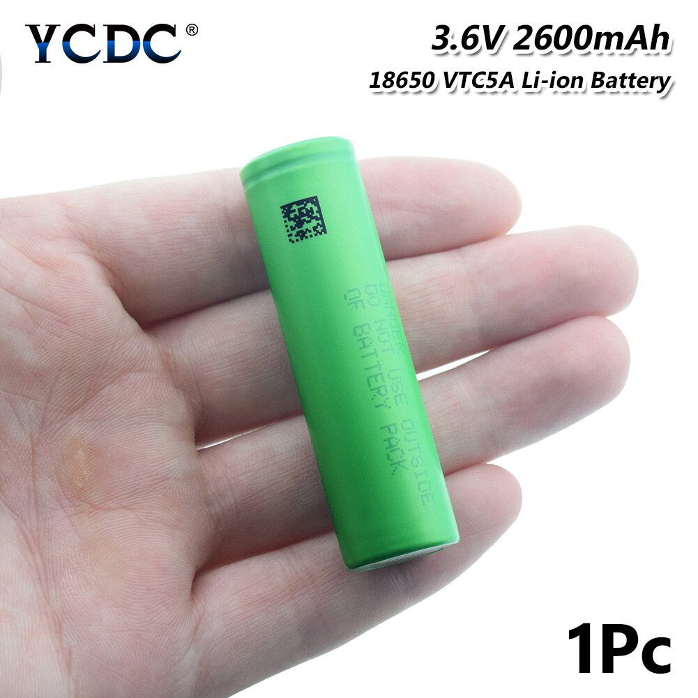 18650 batterie 2600mAh Hohe Ablauf UNS 18650 VTC 5A Ersatz Ladung Geschützt Mini Fan Energie Bank Batterie