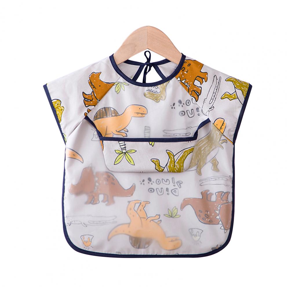 Babero de alimentación de manga corta impermeable para bebé, delantal de ropa protectora con bolsillo,