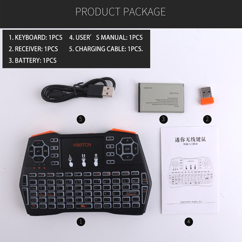 I8 + Mini Draadloze Toetsenbord Met Achtergrondverlichting 2.4 Ghz Air Mouse Met Touchpad Afstandsbediening Voor Android Tv Box Projector tv Set