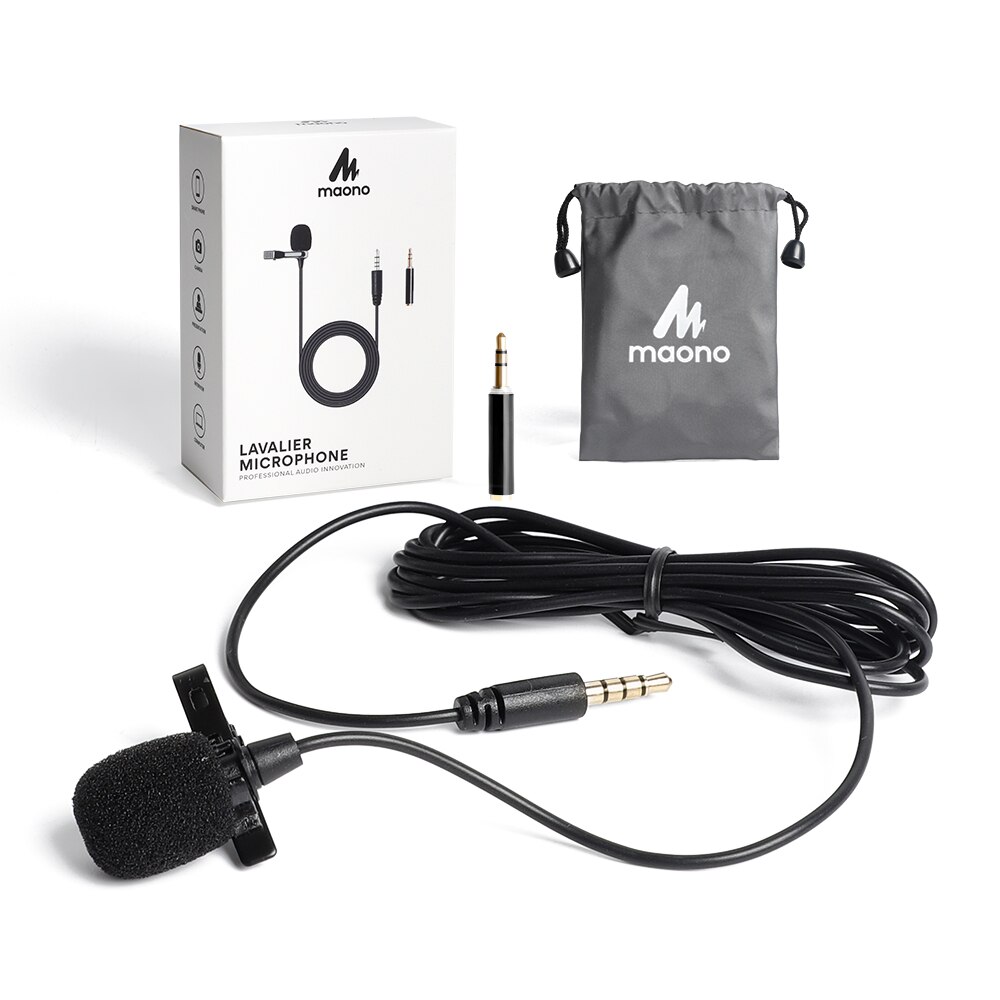 MAONO Lavalier Microphone Smart Clip-on Omnidirectional Condenser Lapel Mic Handsfree Interview Vocal Video Mic: Default Title