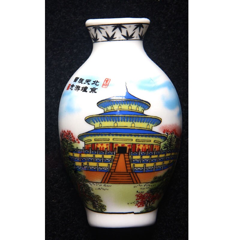 Chinese Blauw En Wit Porselein Vaas Koelkastmagneet Souvenir Geschilderd Keramische Ambachten Koelkastmagneet Relatiegeschenken: Temple of Heaven