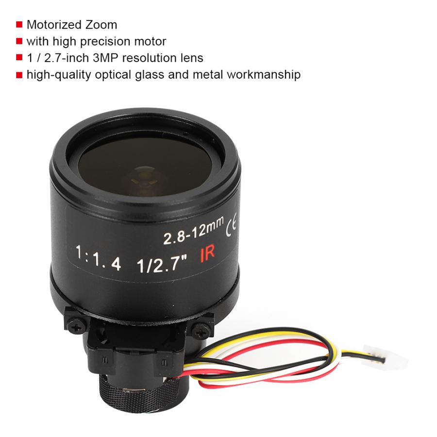 1/2.7 inches Motorized Zoom Lens 2.8-12mm 3MP Mount for CCTV Camera with High Precision Motor Security Camera Lens
