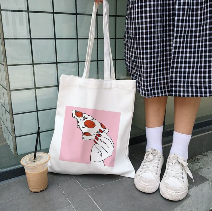 Drôle noir chat impression femmes toile sac à bandoulière graphique sacs à provisions 90s Ulzzang Harajuku Kawaii sacs à main fourre-tout