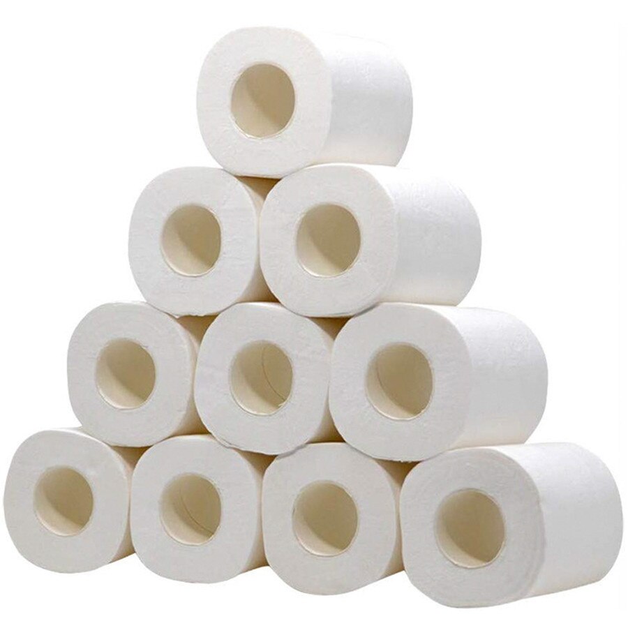 Rollo de papel blanco de repuesto para papel higiénico, servilletas de mesa de 4 capas para prevenir la gripe, 10 rollos,
