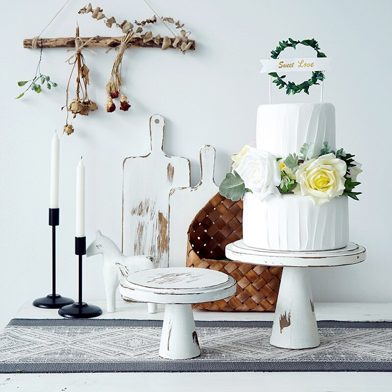 Sweetgo vintage hvidt træ kage stativer ornament opbevaring stativer bryllup kage værktøjer til fondant cupcake opbevaring holdere s