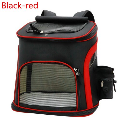 Bolsa de malla para perros, mochila transpirable para perros, bolsa de transporte para gatos de gran capacidad, bolsa de transporte para mascotas Oxford, bolsa de transportador de tela: Black-red