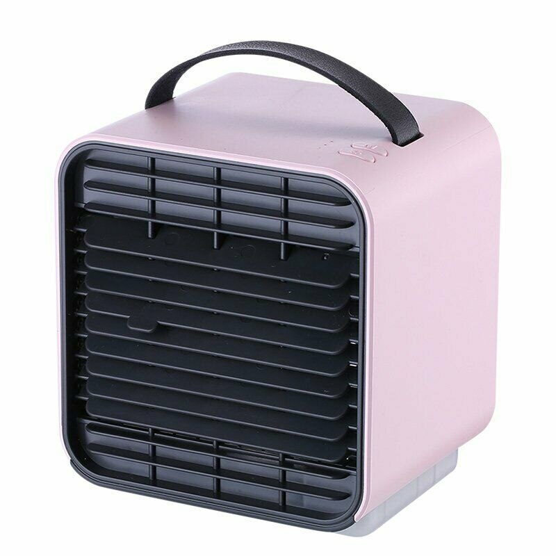 Mini portátil de aire acondicionado ventilador espacio Personal ventilador de luz LED más fría enfriador de aire de Casa USB de enfriamiento de aire recargable fresco enfriador: pink